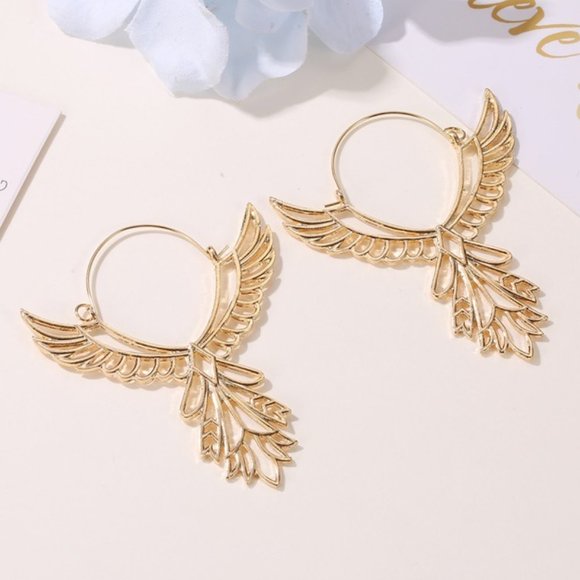 chichigems Jewelry - Gold Bohemian Eagle Wings Angel Wings Southwestern Earrings NEW